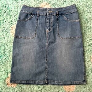 Ralph Lauren Polo Denim Jeans Skirt Low Rise Waist Midi Y2K Vintage Blue 8 VTG